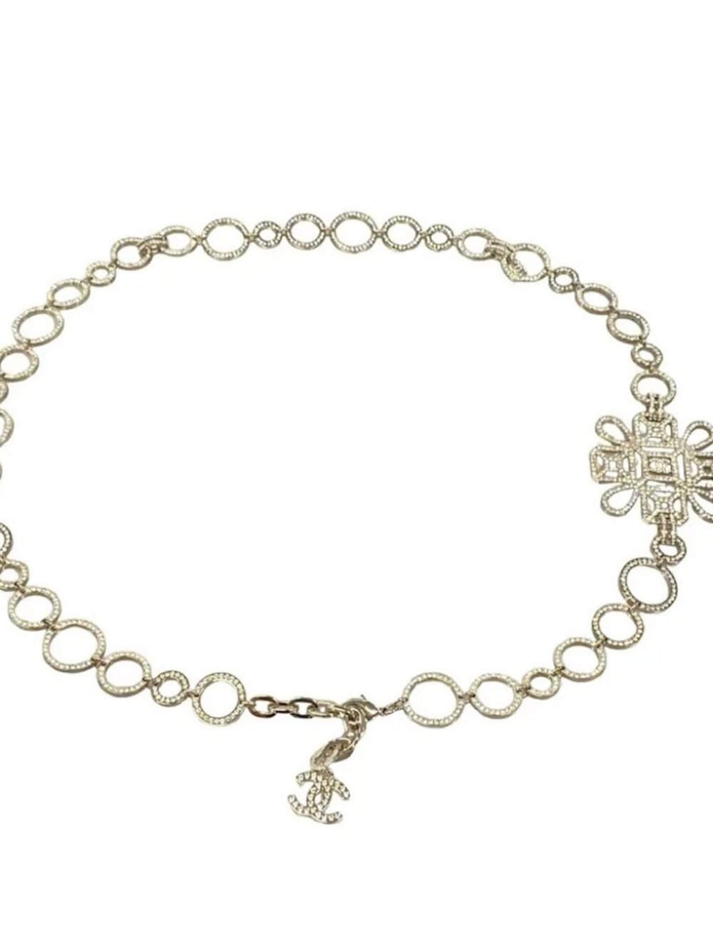 CHANEL Silver Hardware Rhinestones Belt